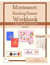 Load image into Gallery viewer, Montessori Reading Games Workbook, Level 1 - CURSIVE (Physical Workbook)