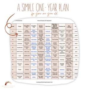 One Year Old Montessori Christian Homeschool Curriculum