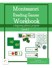Load image into Gallery viewer, Montessori Reading Games Workbook - Level 2 - Print Handwriting (Printed Workbook)
