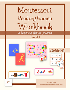 Montessori Reading Games Workbook, Level 1 Cursive: A Beginning Phonics Program