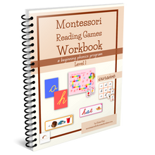 Load image into Gallery viewer, Montessori Reading Games Workbook, Level 1: A Beginning Phonics Program - CURSIVE (DIGITAL DOWNLOAD)
